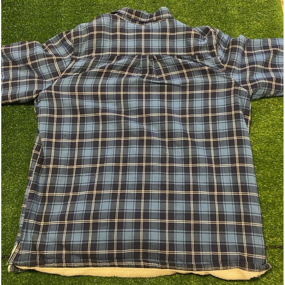 LL Bean shacket large mens outdoors blue light weight button up plaid - Picture 6 of 10